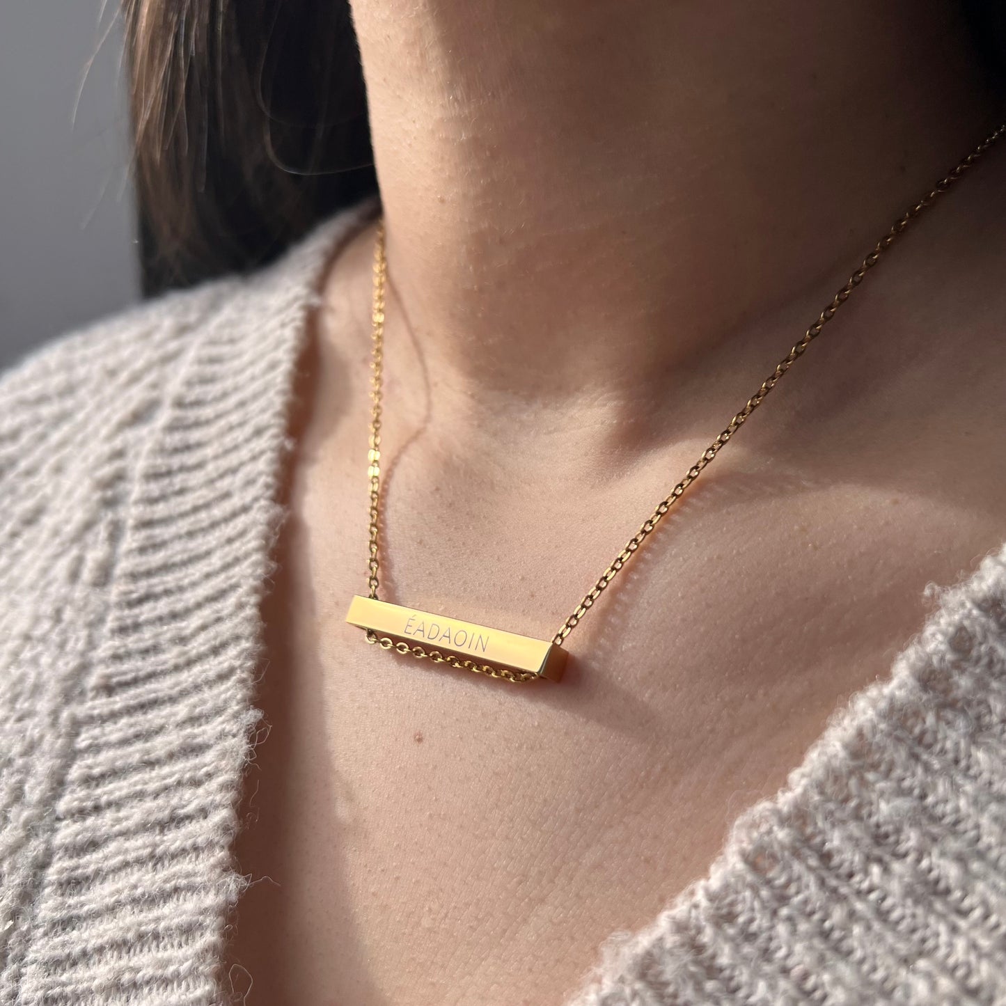 Get trendy with Clare Necklace - Horizontal Engraved Bar - Horizontal Bar available at Alma Ireland. Grab yours for €29.99 today!