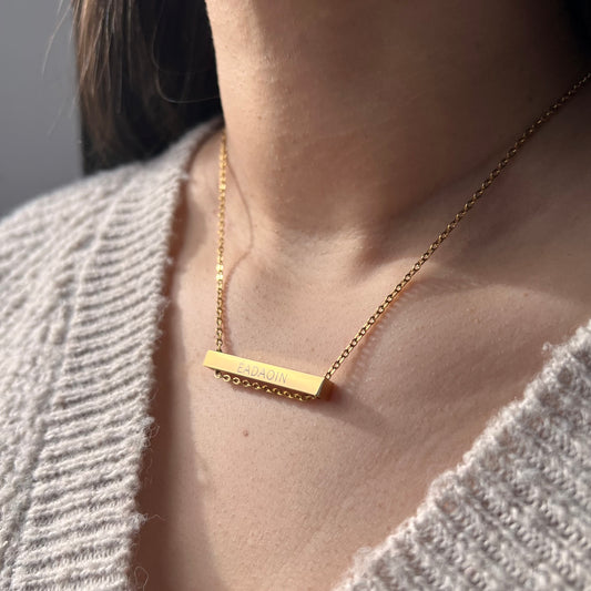 Get trendy with Clare Necklace - Horizontal Engraved Bar - Horizontal Bar available at Alma Ireland. Grab yours for €29.99 today!