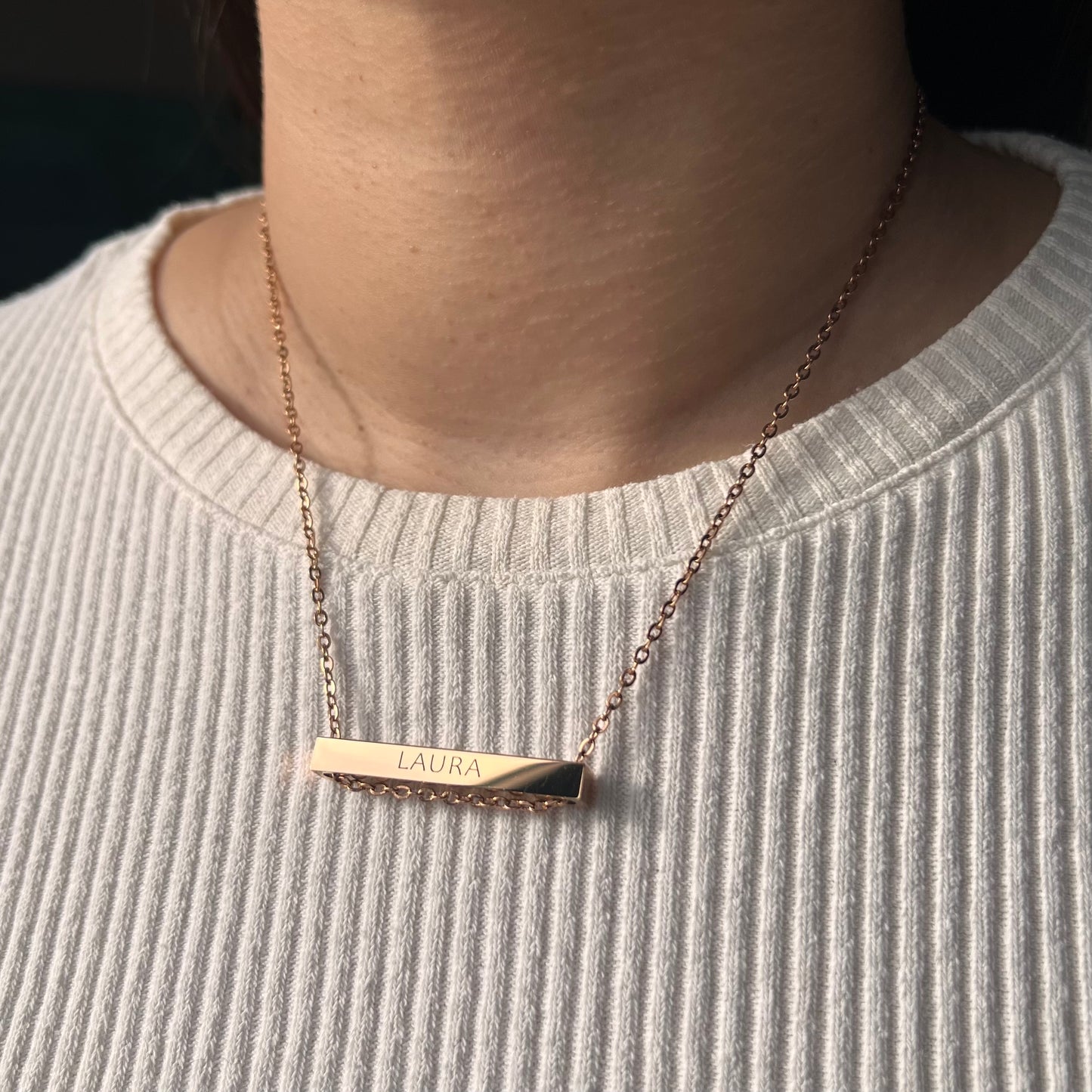 Get trendy with Clare Necklace - Horizontal Engraved Bar - Horizontal Bar available at Alma Ireland. Grab yours for €29.99 today!